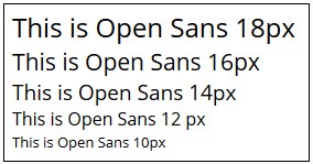 Font size Open Sans